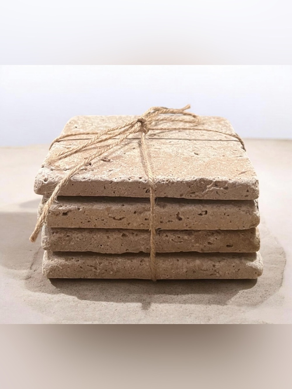 New Natural Stone Coaster 4pc Set